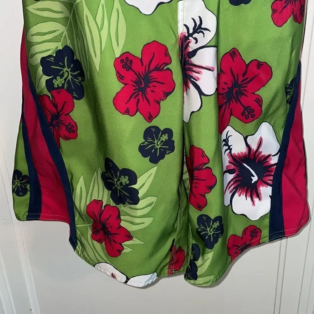 First Wave green & red tropical print board shorts swim trunks‎